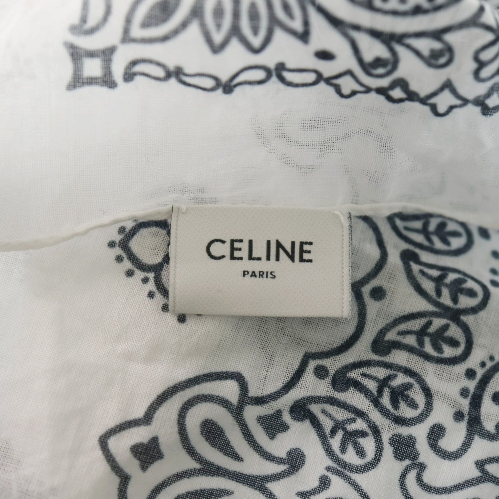 CELINE(セリーヌ) センターロゴプリントデザイン 総柄 バンダナ ハンカチ ホワイト/ブラック
