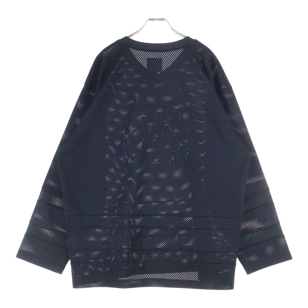 SUPREME(シュプリーム) 25SS ×MARITHE FRANCOIS Jersey バツ マリテ フランソワ フロントロゴデザイン Vネック メッシュ ジャージ ゲームシャツ ブラック