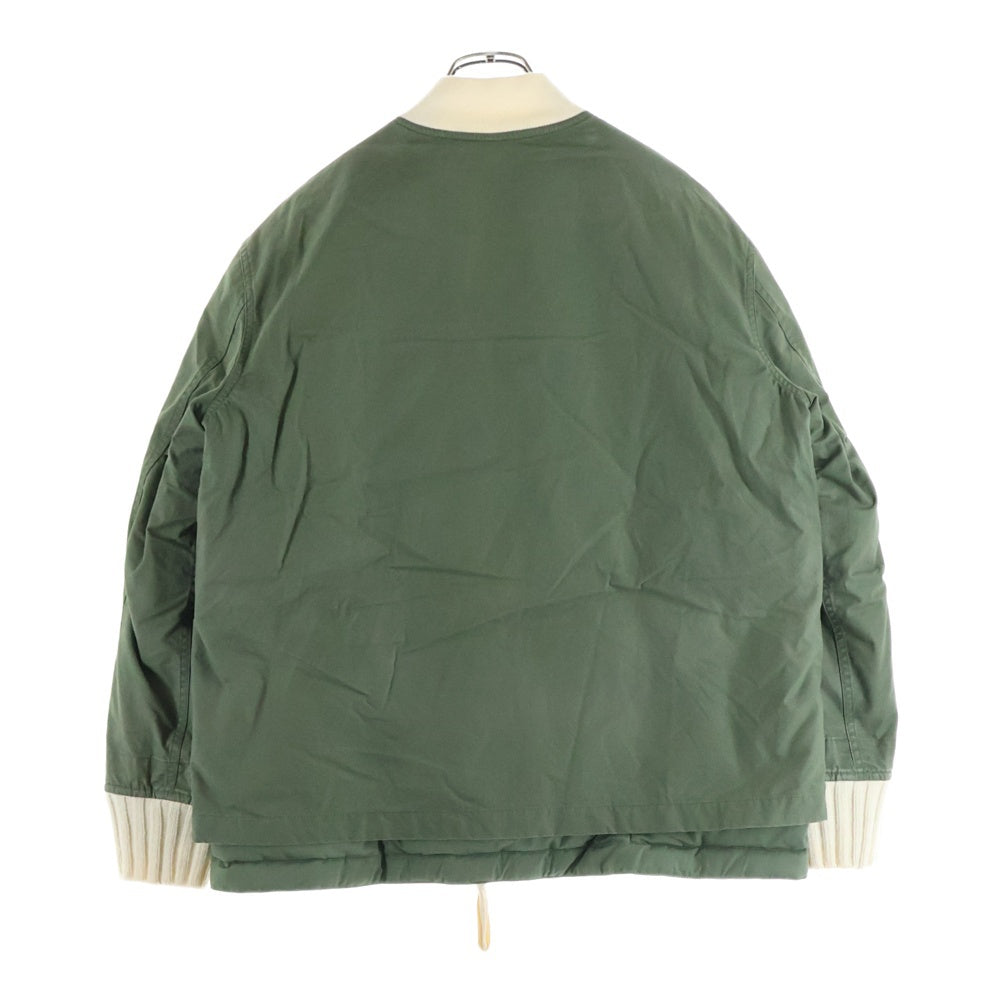 JIL SANDER +(ジルサンダープラス) 21AW ダブルフラップポケット ダウンライナー ニットアーム切り替え フライトジャケット カーキ CM PW IA 0511