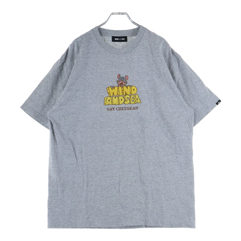 WIND AND SEA(ウィンダンシー) SAY CHEESEA TEE フロントマウス刺繍Tシャツ 半袖クルーネックカットソー グレー WDS-CS-351