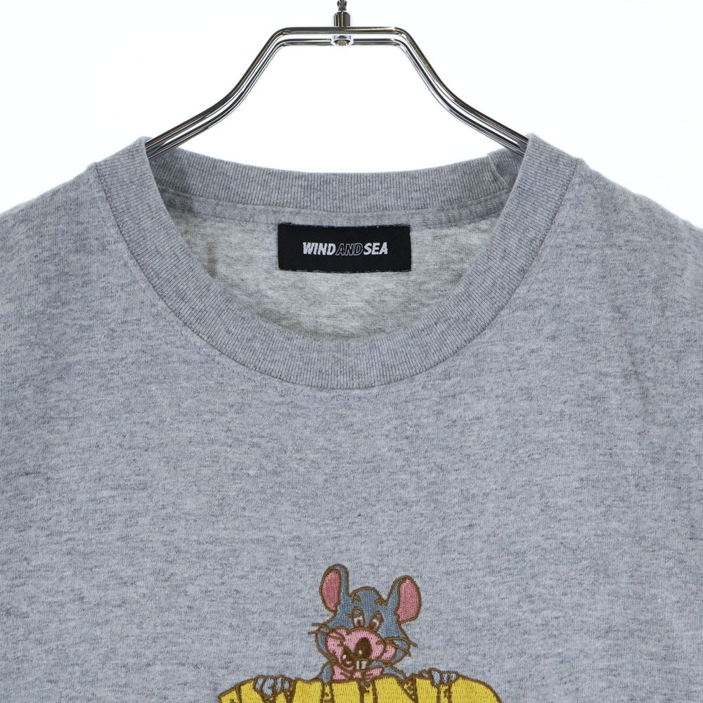 WIND AND SEA(ウィンダンシー) SAY CHEESEA TEE フロントマウス刺繍Tシャツ 半袖クルーネックカットソー グレー WDS-CS-351