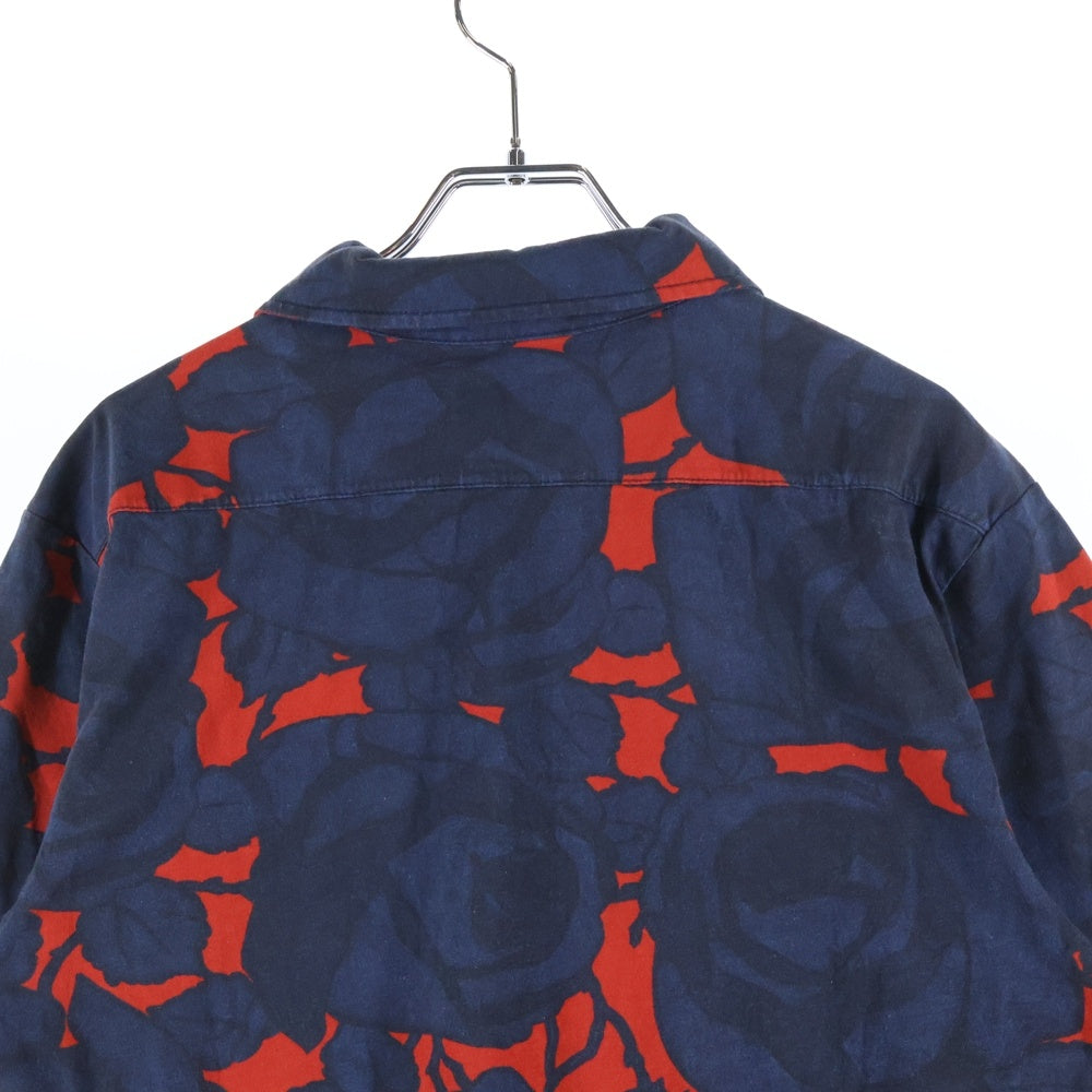 DRIES VAN NOTEN(ドリスヴァンノッテン) 総柄 半袖ポロシャツ ネイビー/レッド