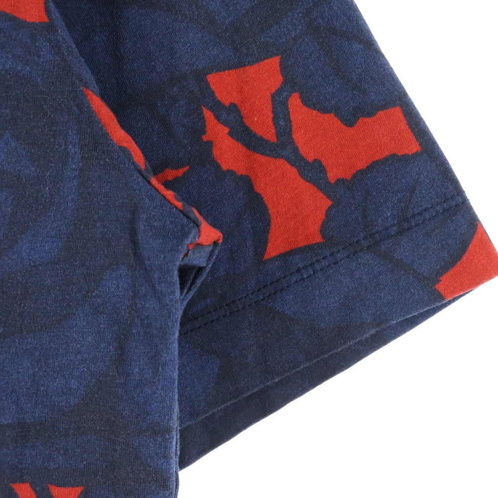 DRIES VAN NOTEN(ドリスヴァンノッテン) 総柄 半袖ポロシャツ ネイビー/レッド