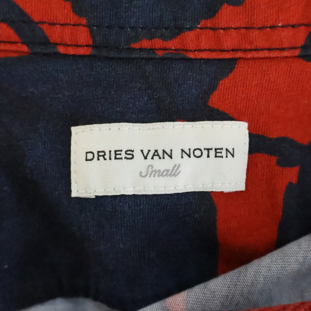 DRIES VAN NOTEN(ドリスヴァンノッテン) 総柄 半袖ポロシャツ ネイビー/レッド