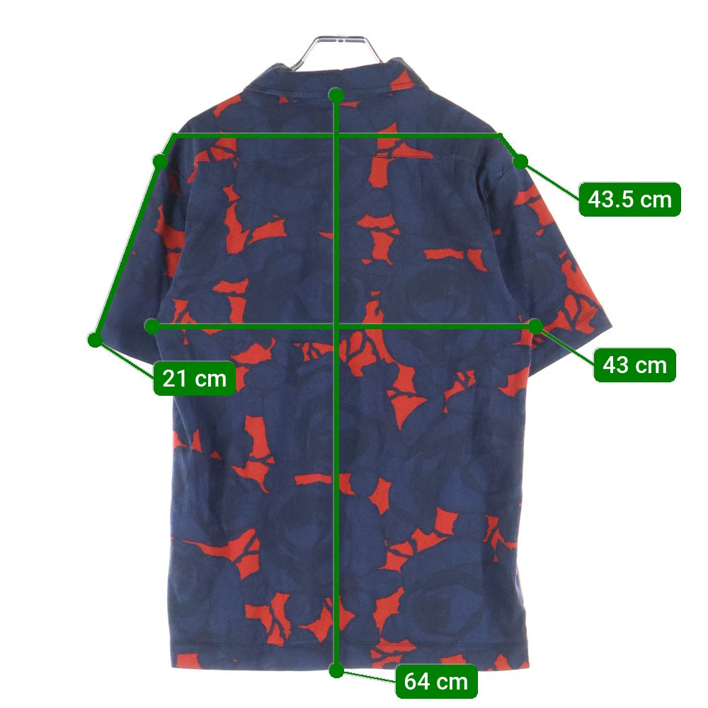 DRIES VAN NOTEN(ドリスヴァンノッテン) 総柄 半袖ポロシャツ ネイビー/レッド