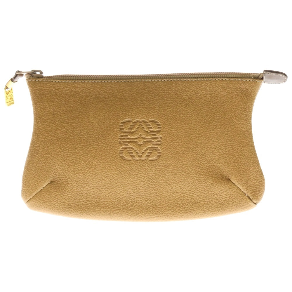 LOEWE(ロエベ) フロントアナグラムデザイン レザー ポーチ ブラウン レディース