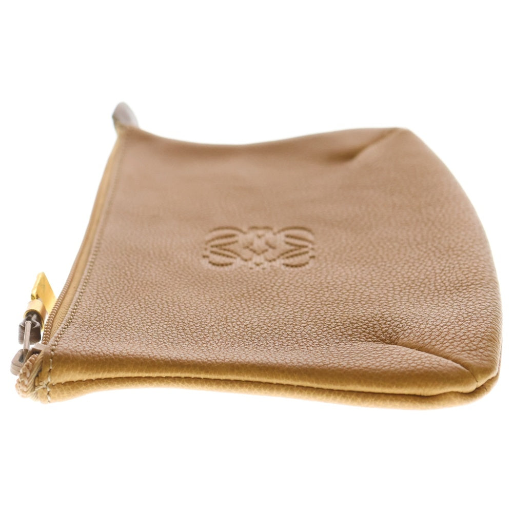 LOEWE(ロエベ) フロントアナグラムデザイン レザー ポーチ ブラウン レディース