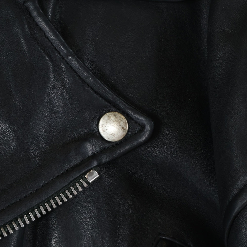 Acne Studios(アクネ ストゥディオズ) DISTRESSED LEATHER JACKET バックロゴ刺繍 ラムレザー ダブルライダースジャケット ブラック FN-MN-LEAT000212 レディース