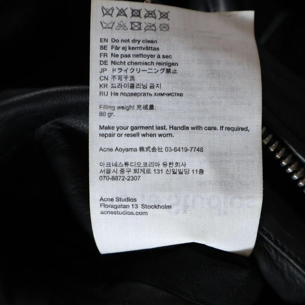 Acne Studios(アクネ ストゥディオズ) DISTRESSED LEATHER JACKET バックロゴ刺繍 ラムレザー ダブルライダースジャケット ブラック FN-MN-LEAT000212 レディース