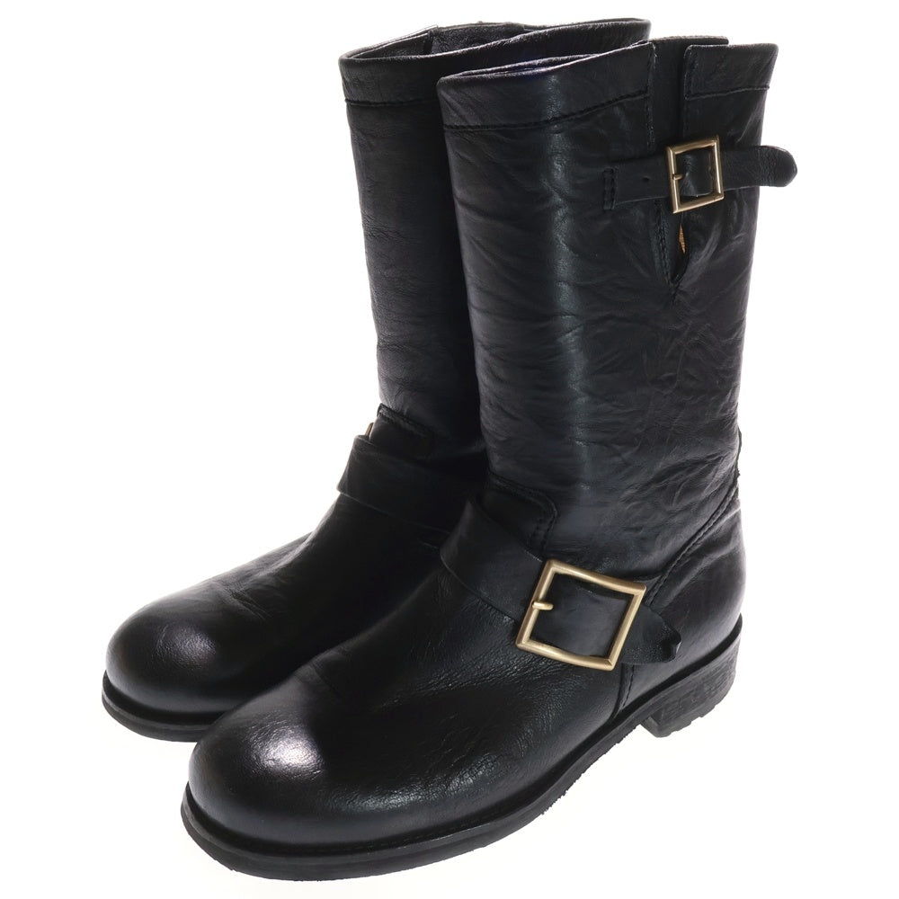 JIMMY CHOO(ジミーチュウ) BIKER LEATHER UNLINED バイカー レザー アンラインド エンジニア ブーツ ブラック 247BIKER レディース