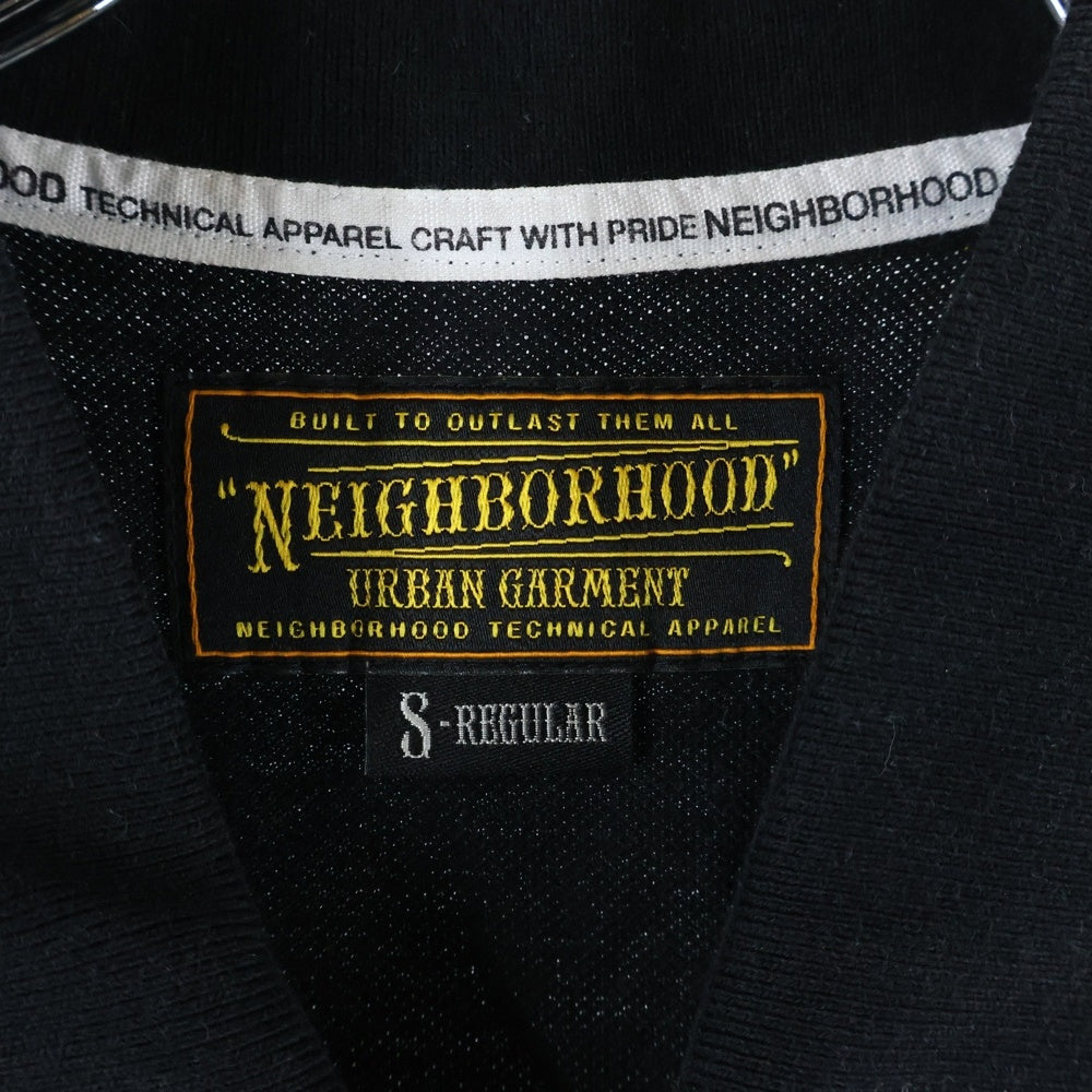 NEIGHBORHOOD(ネイバーフッド) 10SS FINKS.LINE/C-POLO.SS 胸ロゴ刺繍 半袖コットンポロシャツ ブラック 101UNNH-CSM01