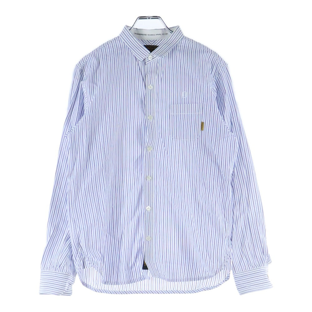 NEIGHBORHOOD(ネイバーフッド) 11AW CLASSIC STRIPE/C-SHIRT.LS クラシックストライプ 胸ロゴ 長袖ボタンシャツ ホワイト/ブルー 112ARNH-SHM05