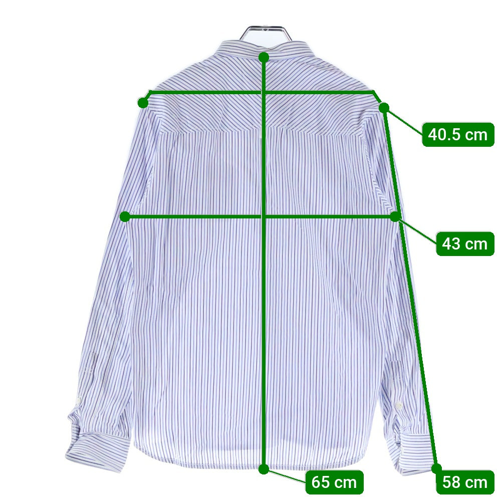 NEIGHBORHOOD(ネイバーフッド) 11AW CLASSIC STRIPE/C-SHIRT.LS クラシックストライプ 胸ロゴ 長袖ボタンシャツ ホワイト/ブルー 112ARNH-SHM05
