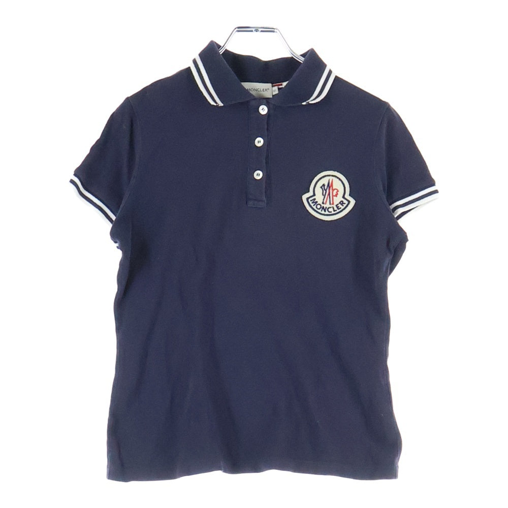 美品 正規 モンクレール ポロシャツ 半袖 ロゴ ワッペン ネイビー トリコ MONCLER(モンクレール) ロゴワッペン スリムフィット 半袖 コットン