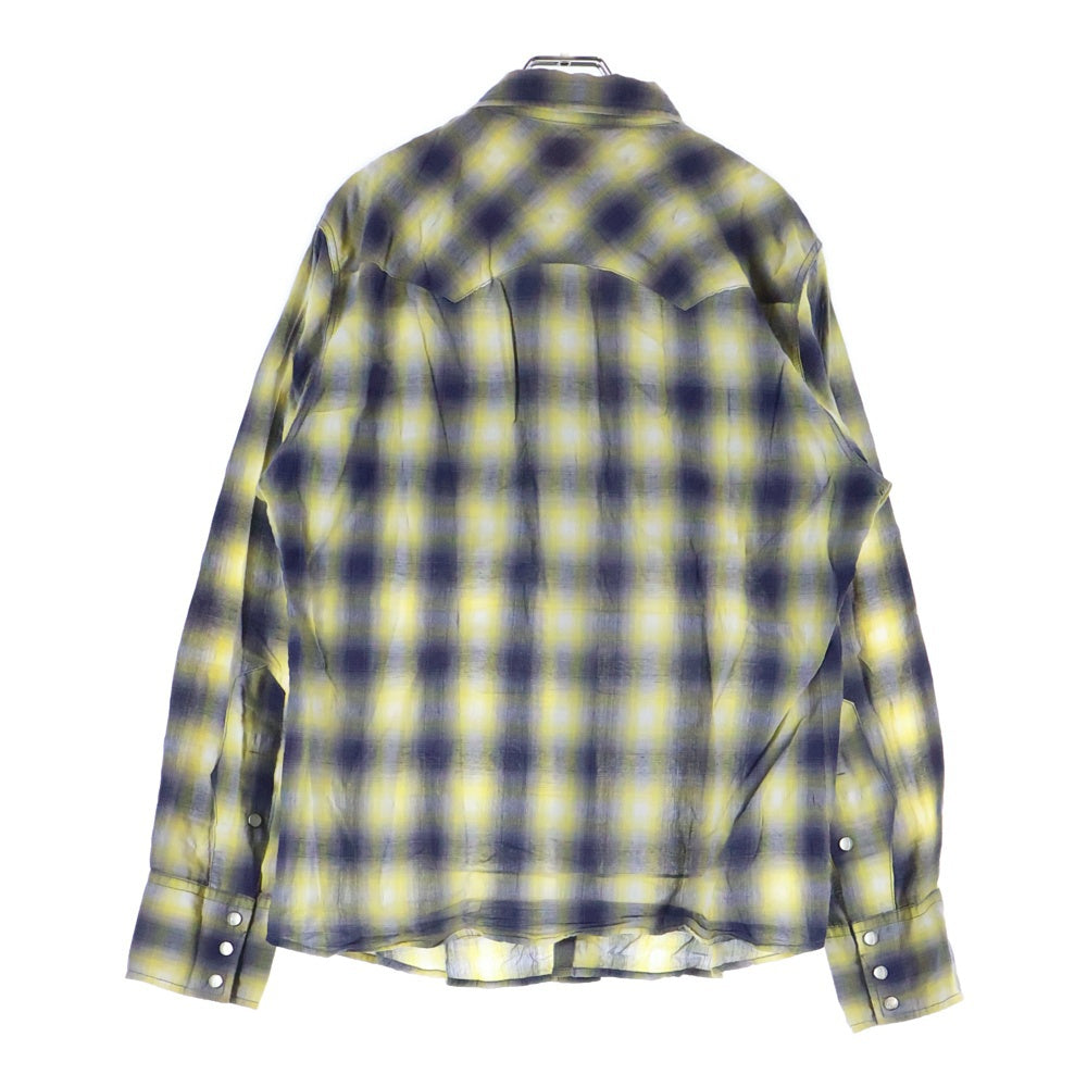 LEE(リー) SPORTSWEAR オンブレチェック柄 コットンポリ ウエスタン長袖シャツ イエロー 19626