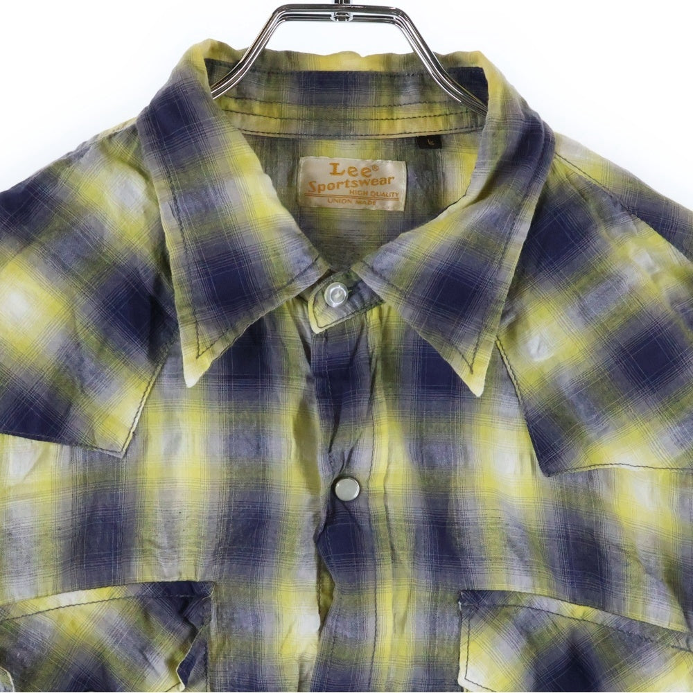 LEE(リー) SPORTSWEAR オンブレチェック柄 コットンポリ ウエスタン長袖シャツ イエロー 19626