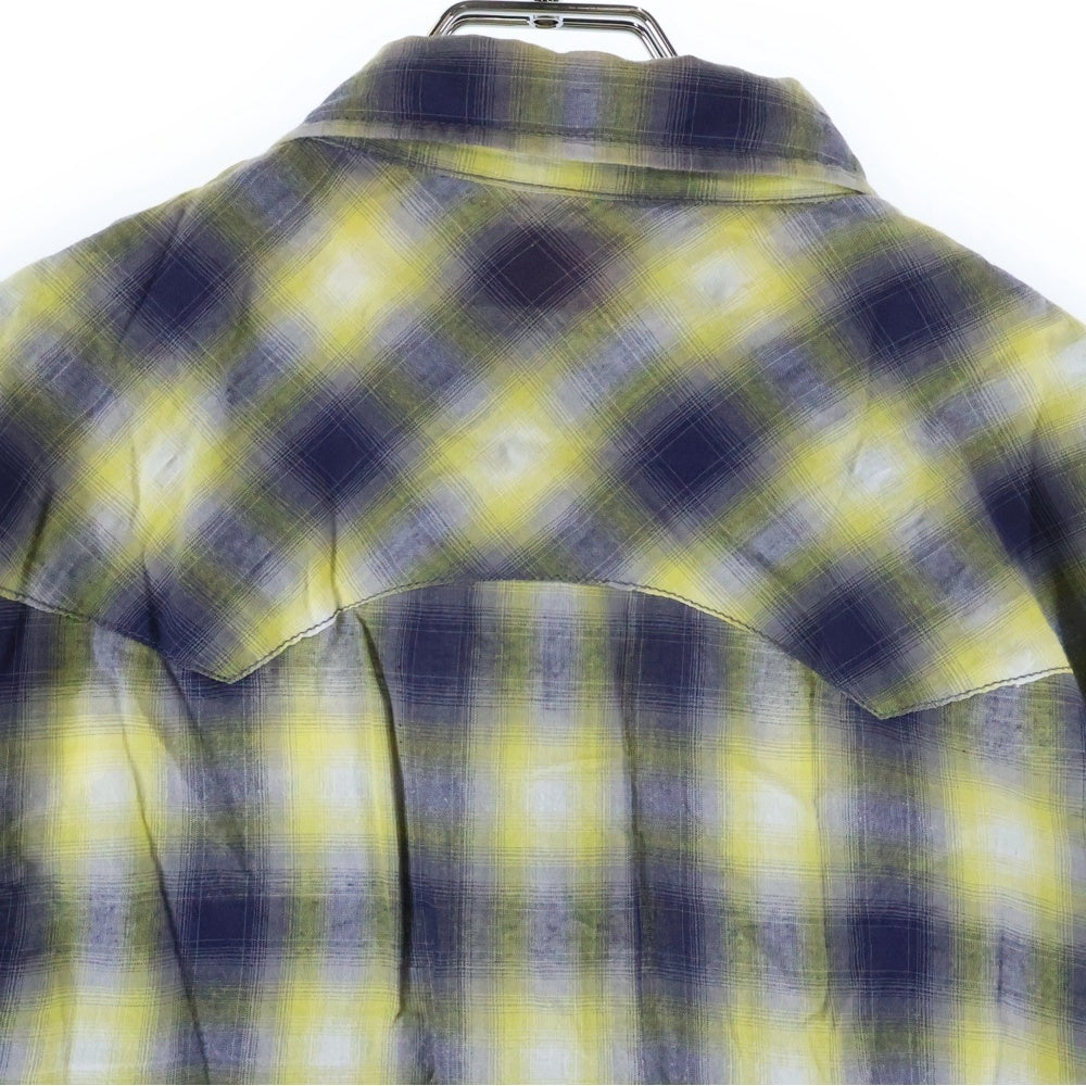 LEE(リー) SPORTSWEAR オンブレチェック柄 コットンポリ ウエスタン長袖シャツ イエロー 19626