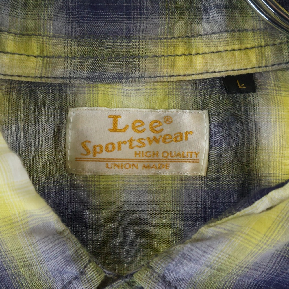 LEE(リー) SPORTSWEAR オンブレチェック柄 コットンポリ ウエスタン長袖シャツ イエロー 19626