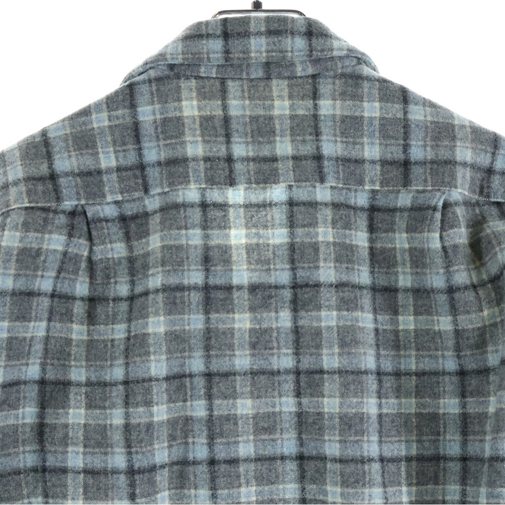 PENDLETON(ペンドルトン) 50S VINTAGE ヴィンテージ チェック柄 ウール オープンカラー長袖シャツ グレー/ブルー