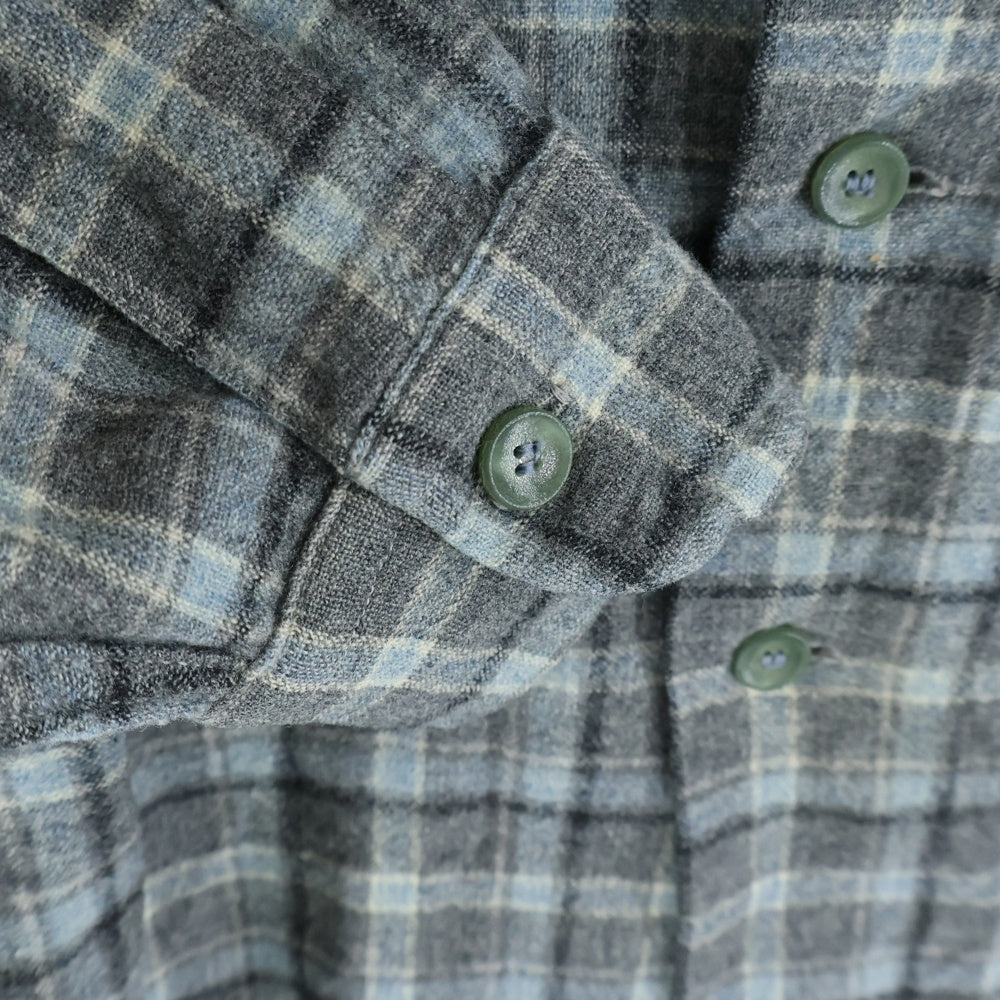 PENDLETON(ペンドルトン) 50S VINTAGE ヴィンテージ チェック柄 ウール オープンカラー長袖シャツ グレー/ブルー