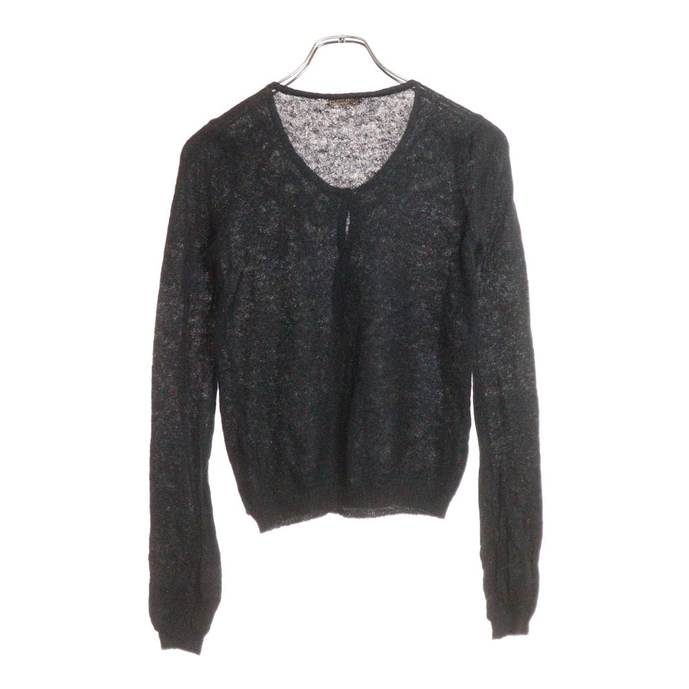 galliano(ガリアーノ) ロゴプレート モヘア混 ニット カーディガン レディース ブラック