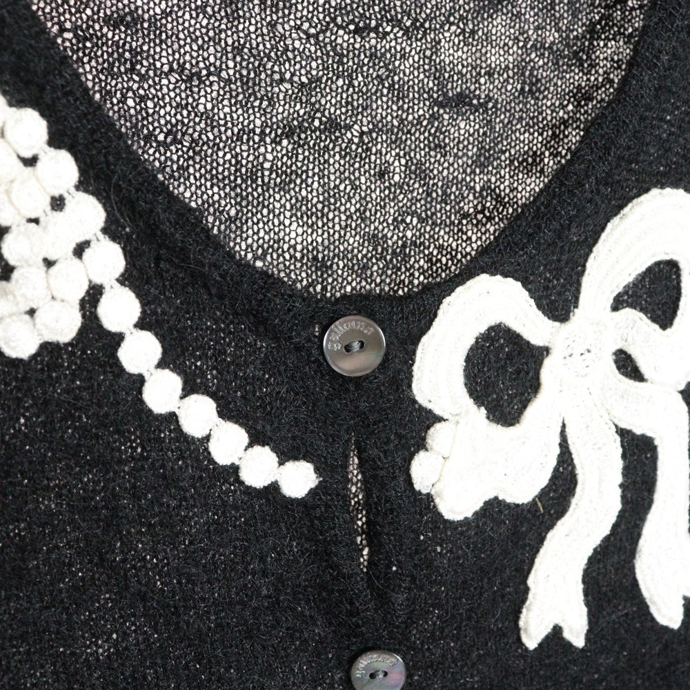 galliano(ガリアーノ) ロゴプレート モヘア混 ニット カーディガン レディース ブラック