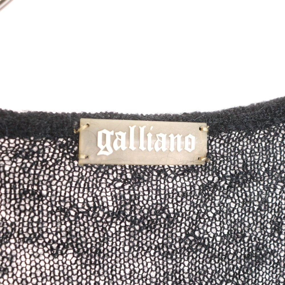 galliano(ガリアーノ) ロゴプレート モヘア混 ニット カーディガン レディース ブラック