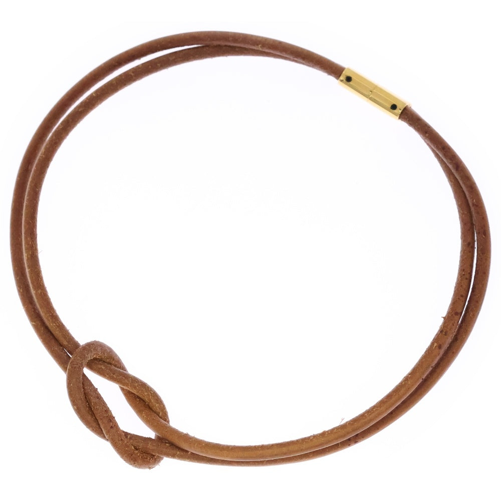HERMES(エルメス) ヘラクリード ゴールド金具 ストリング チョーカー ネックレス ブラウン/ゴールド レディース