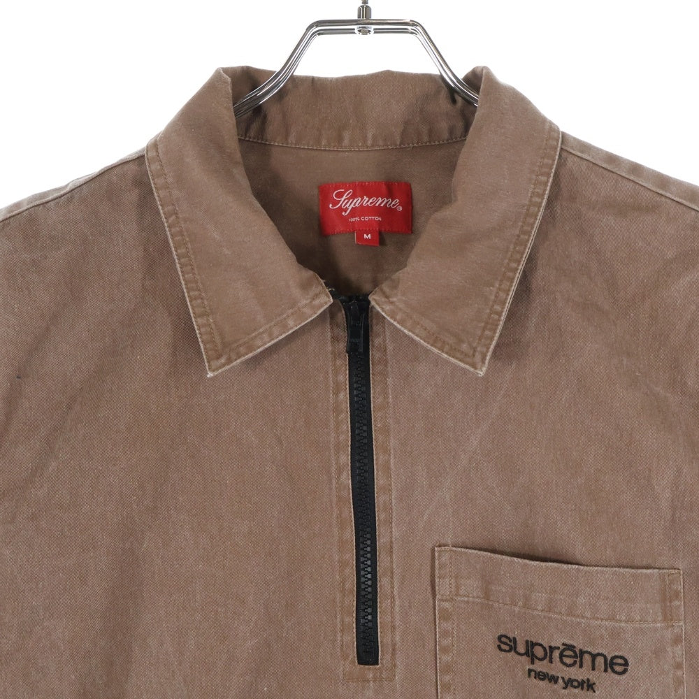 SUPREME(シュプリーム) 16SS Twill Half Zip ツイル ハーフジップ 半袖 シャツ ブラウン