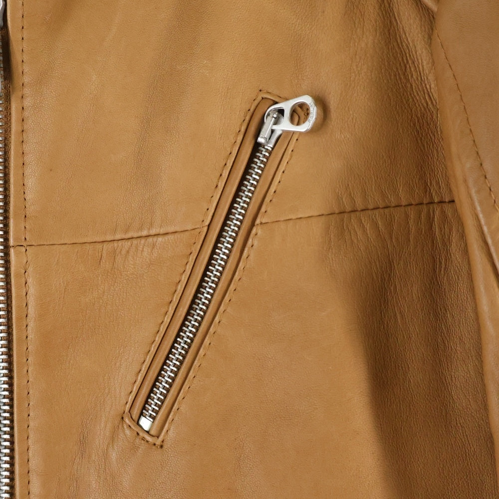 REPLAY(リプレイ) イタリア製 ラムレザー シングルライダースジャケット ブラウン M8885.000.82926