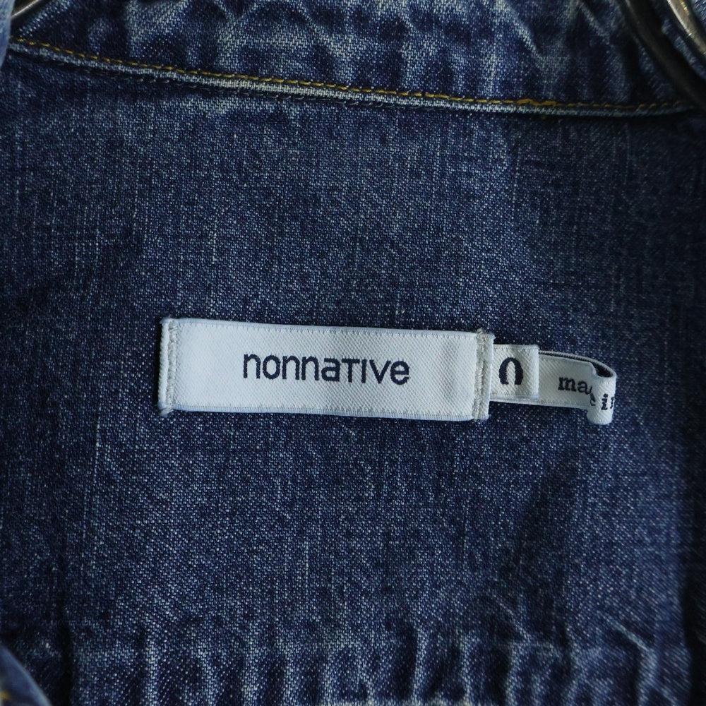 nonnative(ノンネイティブ) 23SS RANCHER SHIRT JACKET COTTON 10oz DENIM VW ランチャー シャツ ジップアップデニムジャケット インディゴ NN-SJ4202