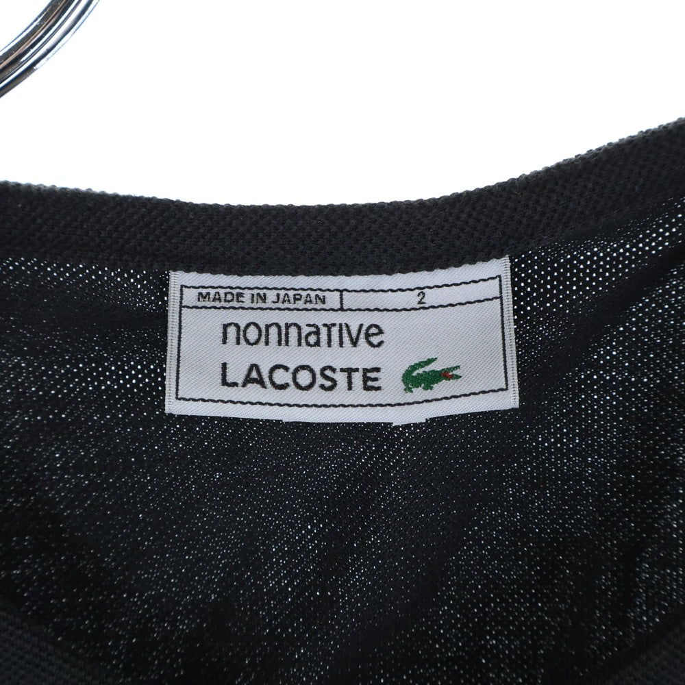 nonnative(ノンネイティブ) 16SS ×LACOSTE カノコ ショートスリーブ ノーカラーポロシャツ ブラック TH910P