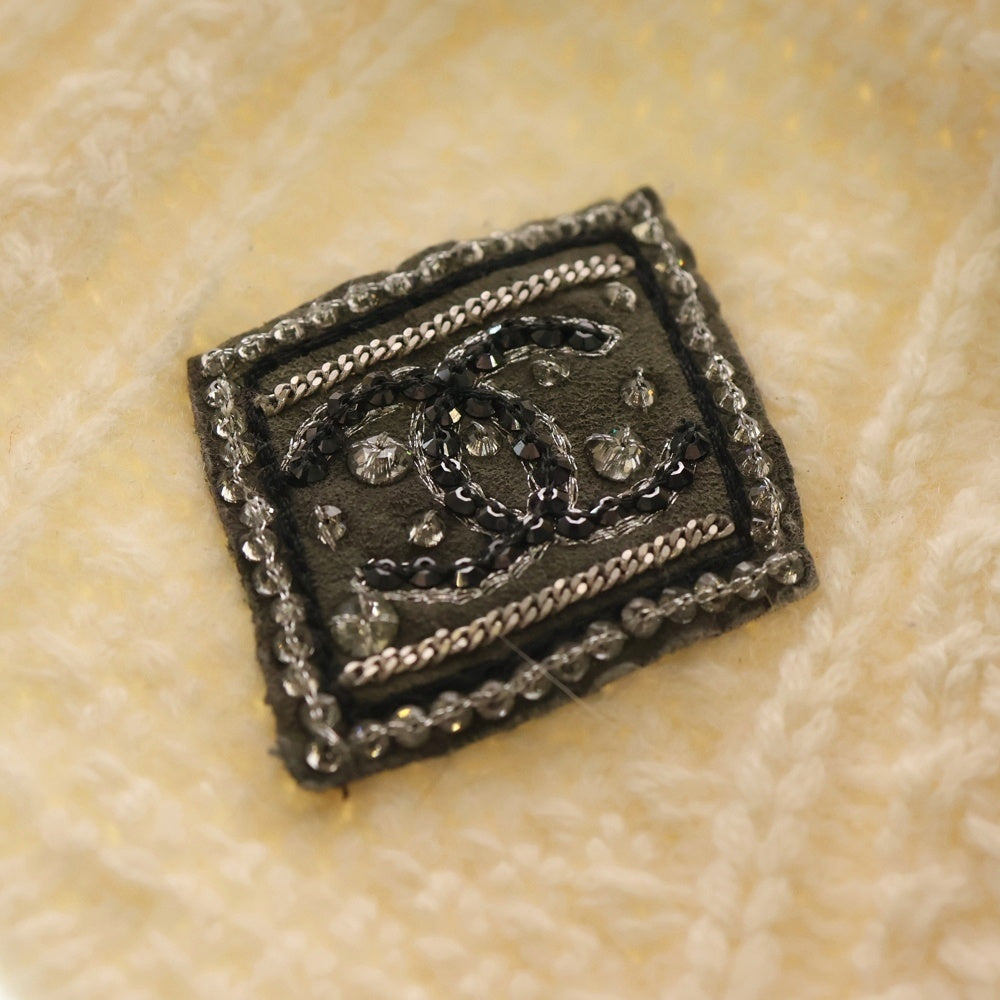 CHANEL(シャネル) ココマークワッペン カシミア ニットキャップ 帽子 アイボリー レディース