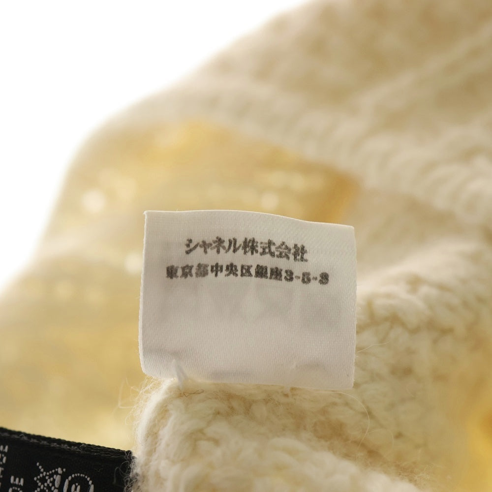 CHANEL(シャネル) ココマークワッペン カシミア ニットキャップ 帽子 アイボリー レディース