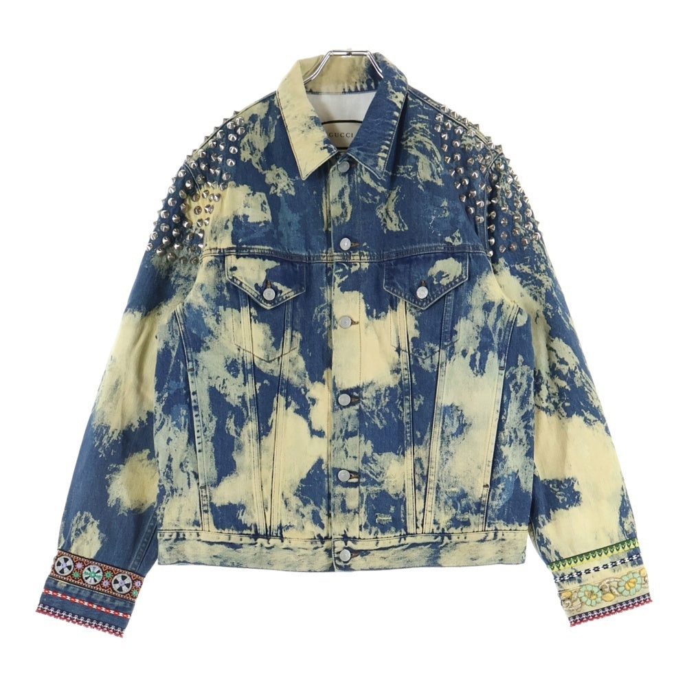 GUCCI(グッチ) 17SS ALESSANDRO MICHELE STUDDED DENIM JACKET アレッサンドロミケーレ期 スタッズデザイン アニマルパッチ ブリーチド デニムジャケット 452416 XR363
