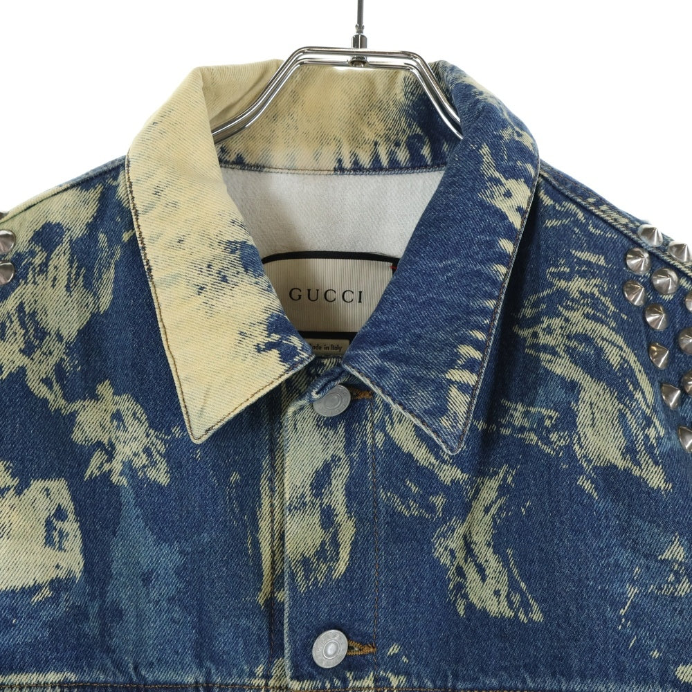 GUCCI(グッチ) 17SS ALESSANDRO MICHELE STUDDED DENIM JACKET アレッサンドロミケーレ期 スタッズデザイン アニマルパッチ ブリーチド デニムジャケット 452416 XR363