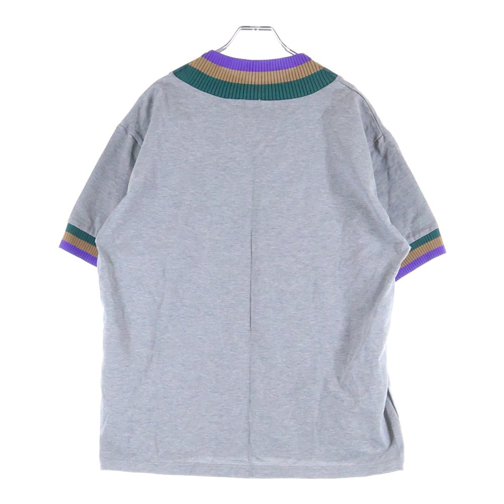 kolor BEACON(カラービーコン) 22SS RINGER TEE ニット切り替え カットソー 半袖リンガーTシャツ グレー 22SBM-T02232