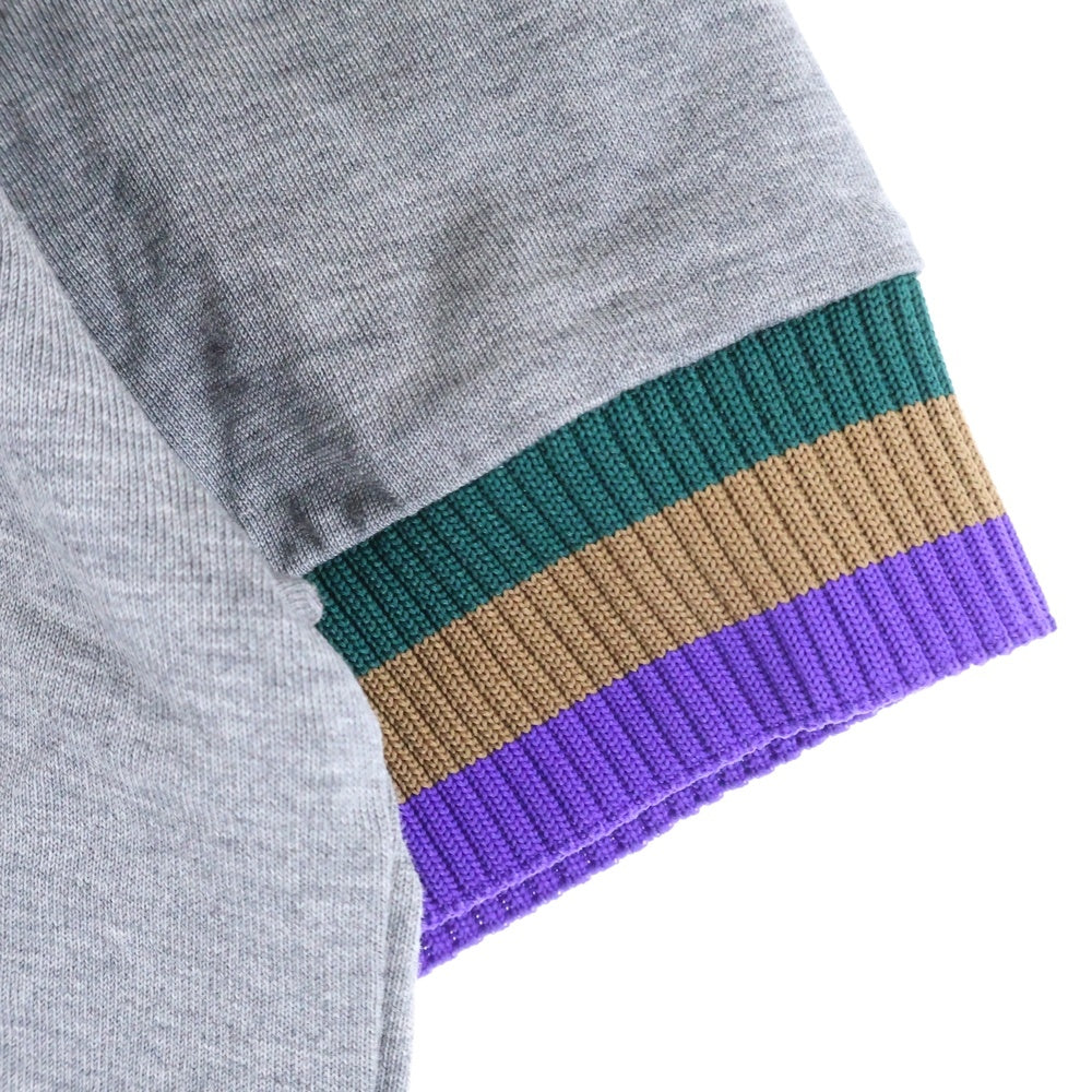 kolor BEACON(カラービーコン) 22SS RINGER TEE ニット切り替え カットソー 半袖リンガーTシャツ グレー 22SBM-T02232