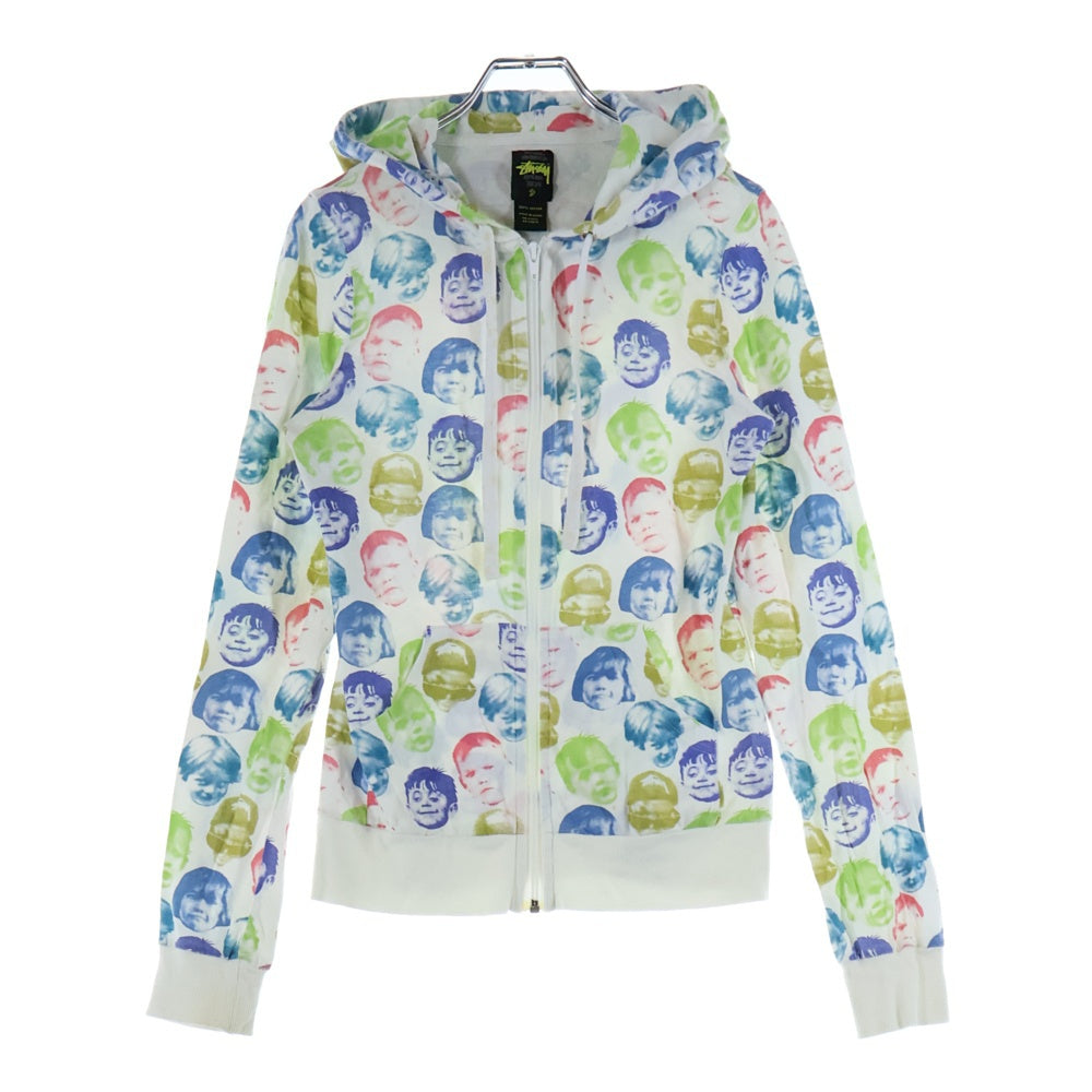 STUSSY(ステューシー) FACE PRINT フェイスプリントデザイン 総柄 ジップアップ フーデッド スウェット パーカー マルチカラー