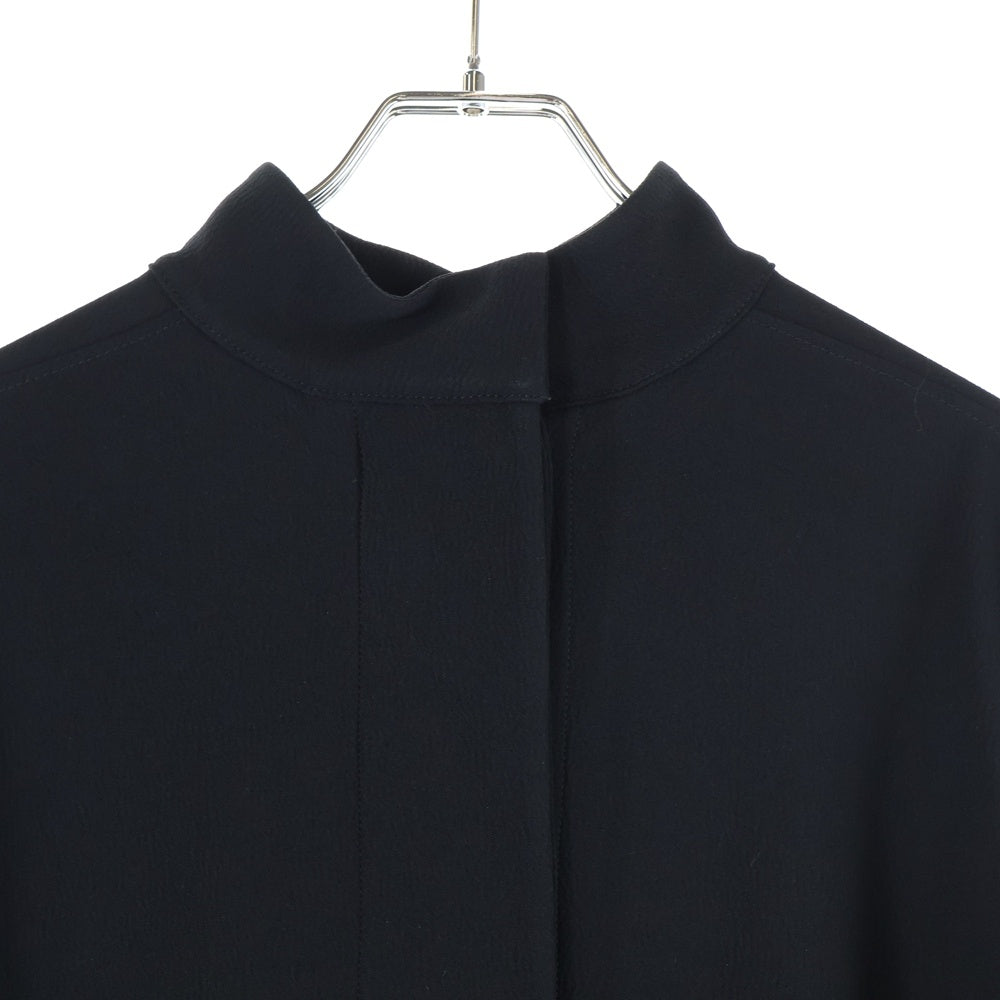 MARNI(マルニ) モックネック バックボタンフライ アシンメトリーカットソー 長袖ブラウス レディース ブラック/ネイビー CAMAZ10Q00TA088