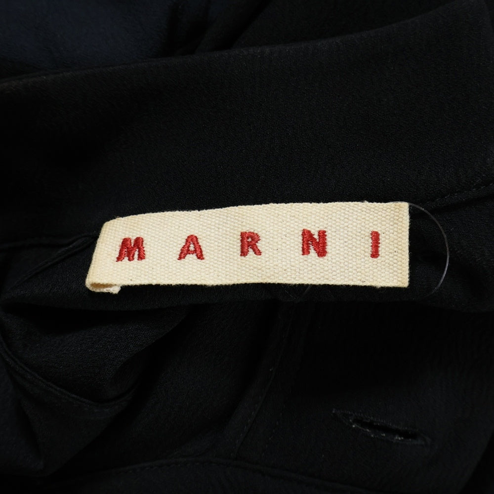 MARNI(マルニ) モックネック バックボタンフライ アシンメトリーカットソー 長袖ブラウス レディース ブラック/ネイビー CAMAZ10Q00TA088