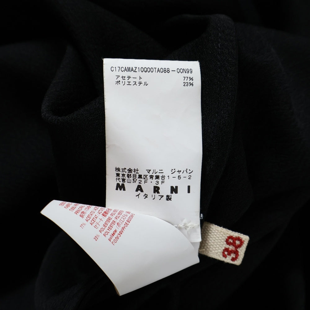 MARNI(マルニ) モックネック バックボタンフライ アシンメトリーカットソー 長袖ブラウス レディース ブラック/ネイビー CAMAZ10Q00TA088