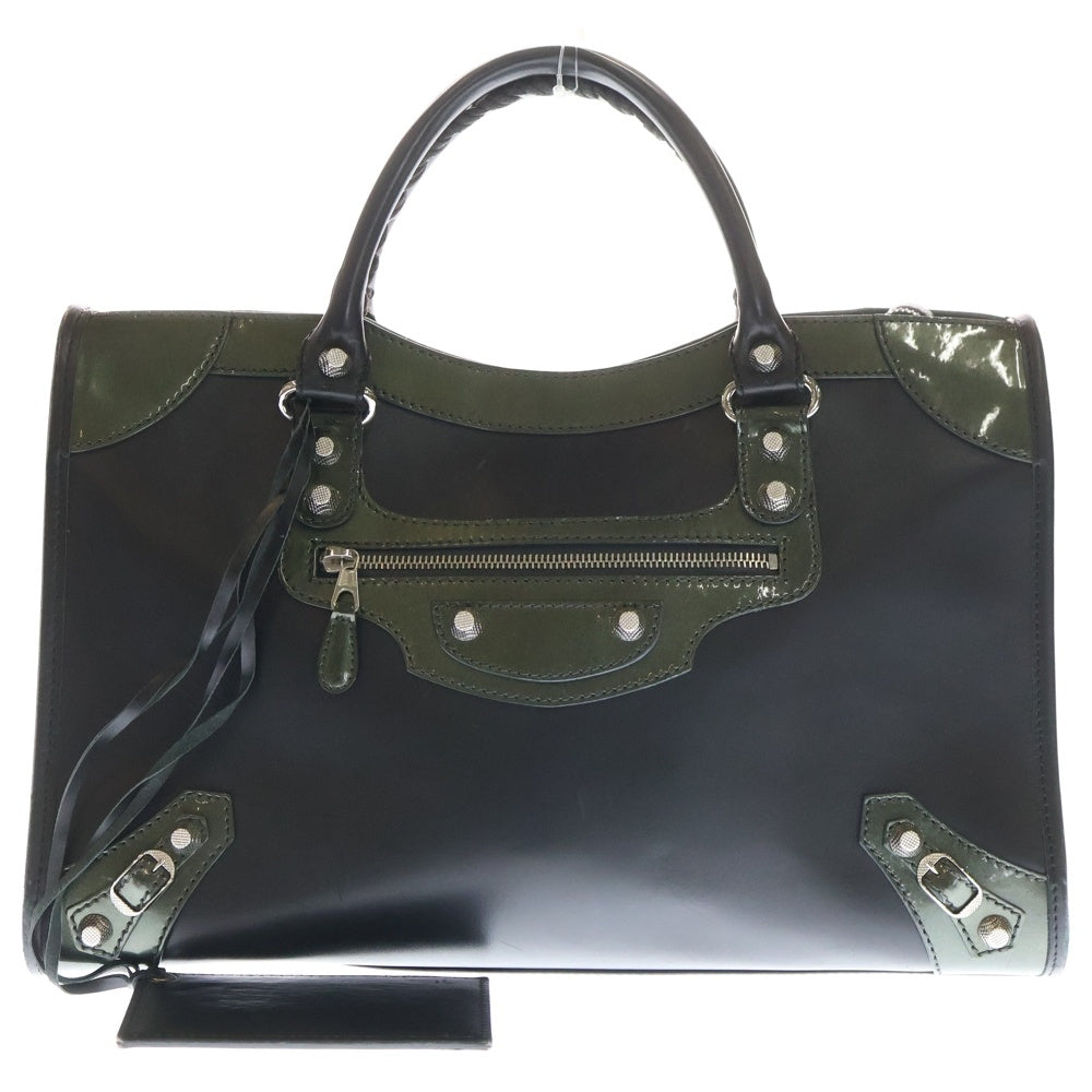 BALENCIAGA(バレンシアガ) ジャイアントシティ シルバー金具 レザーハンドバッグ ブラック 281770・1085・F・1669