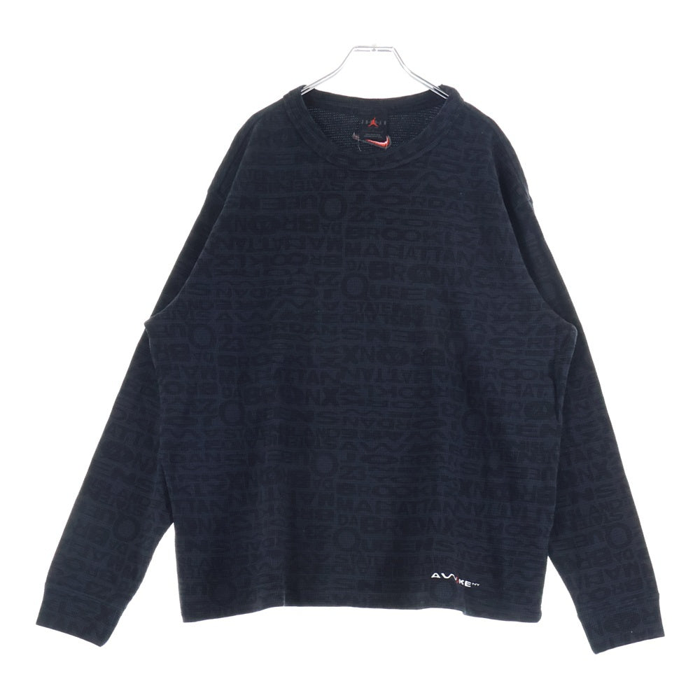 JORDAN BRAND(ジョーダンブランド) ×AWAKE アウェイク 総柄 サーマル 長袖Tシャツ カットソー ブラック IB7955-010