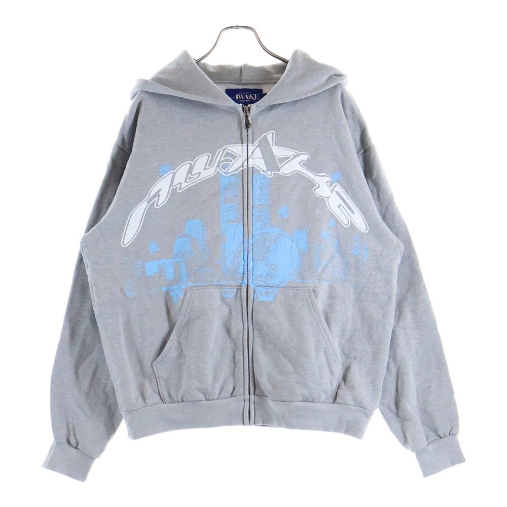 AWAKE(アウェイク) NY SKYLINE ZIP UP HOODIE ニューヨーク スカイライン ジップアップフーディー パーカー グレー