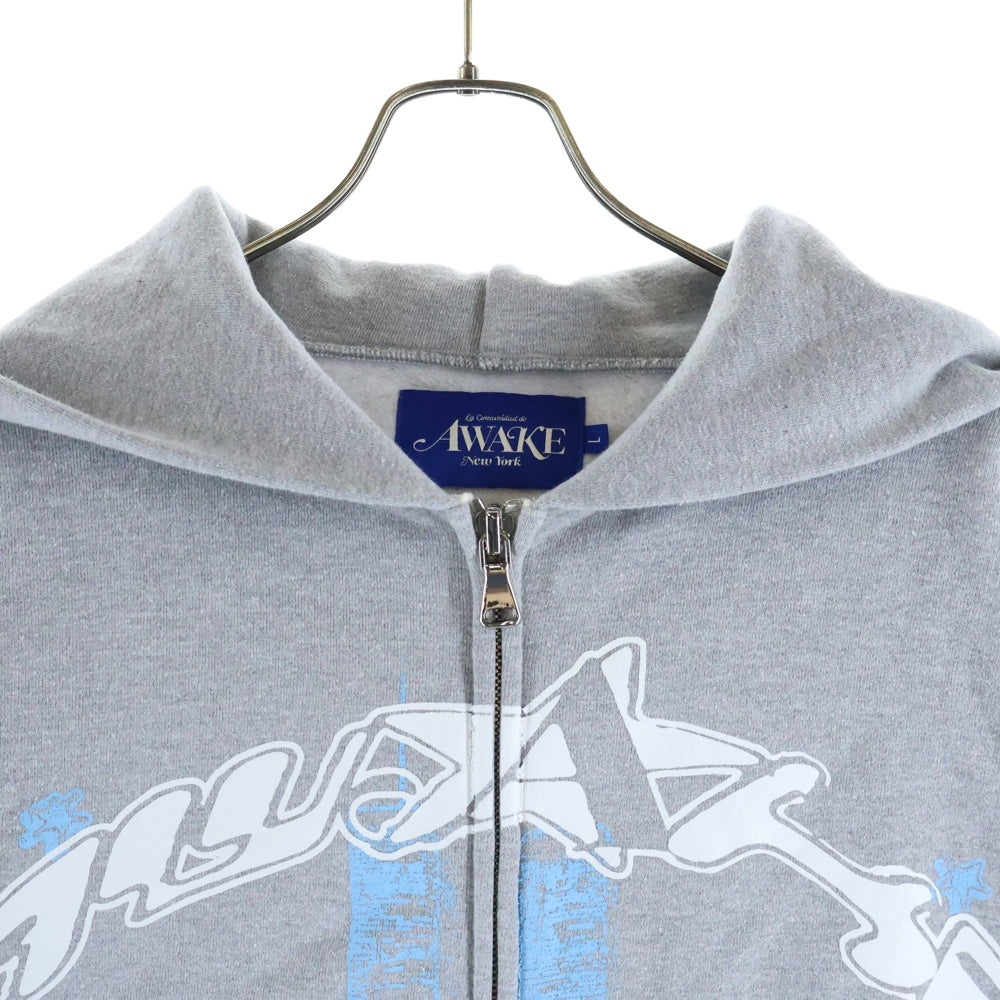 AWAKE(アウェイク) NY SKYLINE ZIP UP HOODIE ニューヨーク スカイライン ジップアップフーディー パーカー グレー