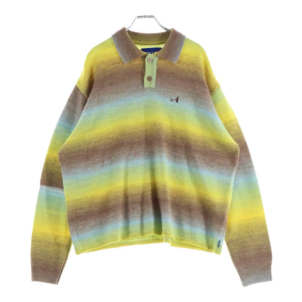 AWAKE(アウェイク) 24AW OMBRE POLO COLLOR SWEATER オンブレ ポロカラー ニットスウェット セーター マルチカラー
