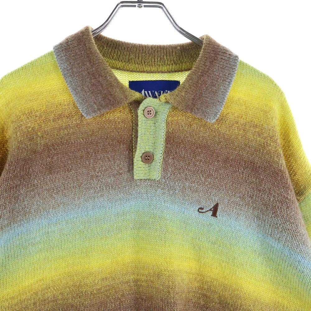 AWAKE(アウェイク) 24AW OMBRE POLO COLLOR SWEATER オンブレ ポロカラー ニットスウェット セーター マルチカラー