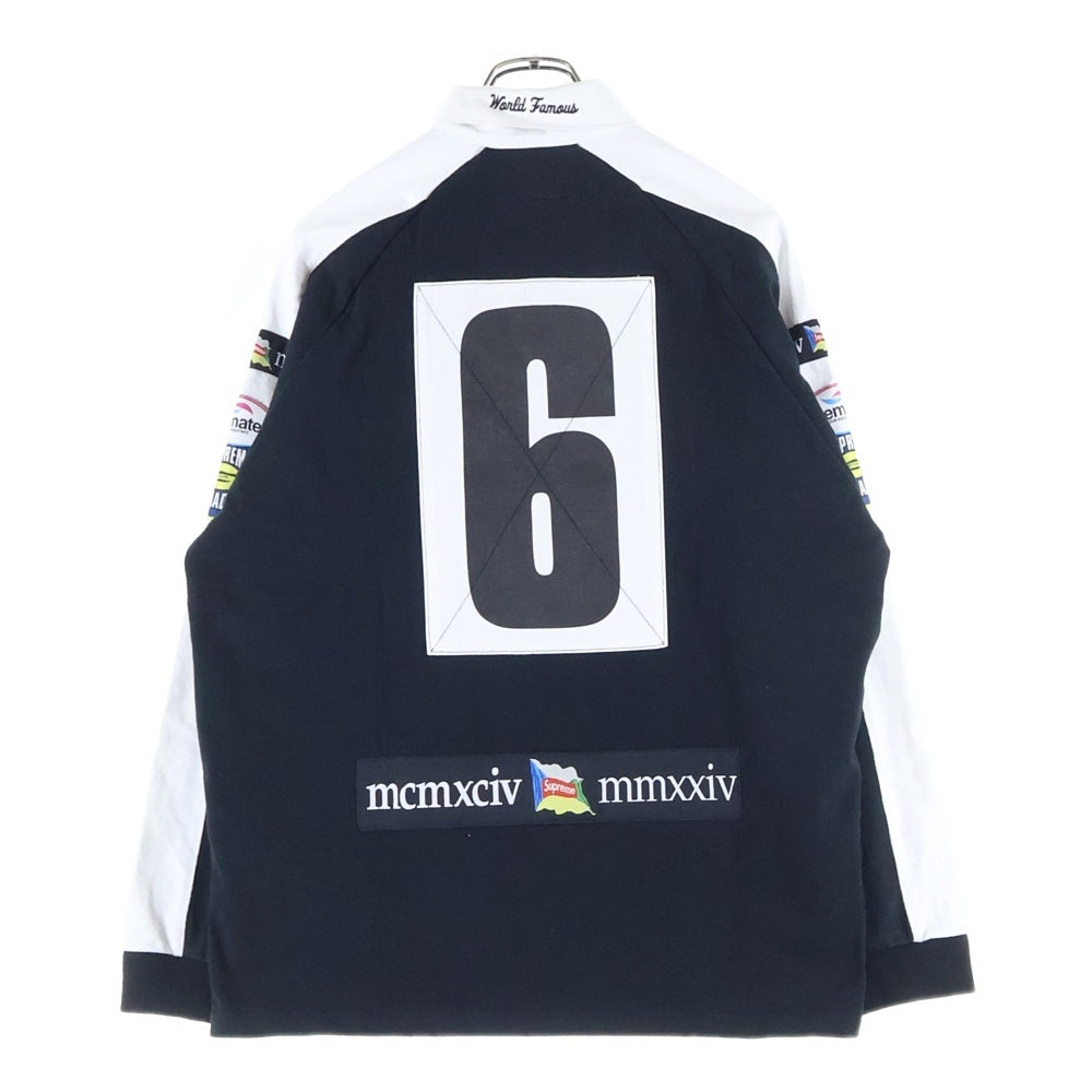 SUPREME(シュプリーム) 24AW Chest Stripe Rugby チェストストライプ ラグビースウェットシャツ ブラック/ホワイト
