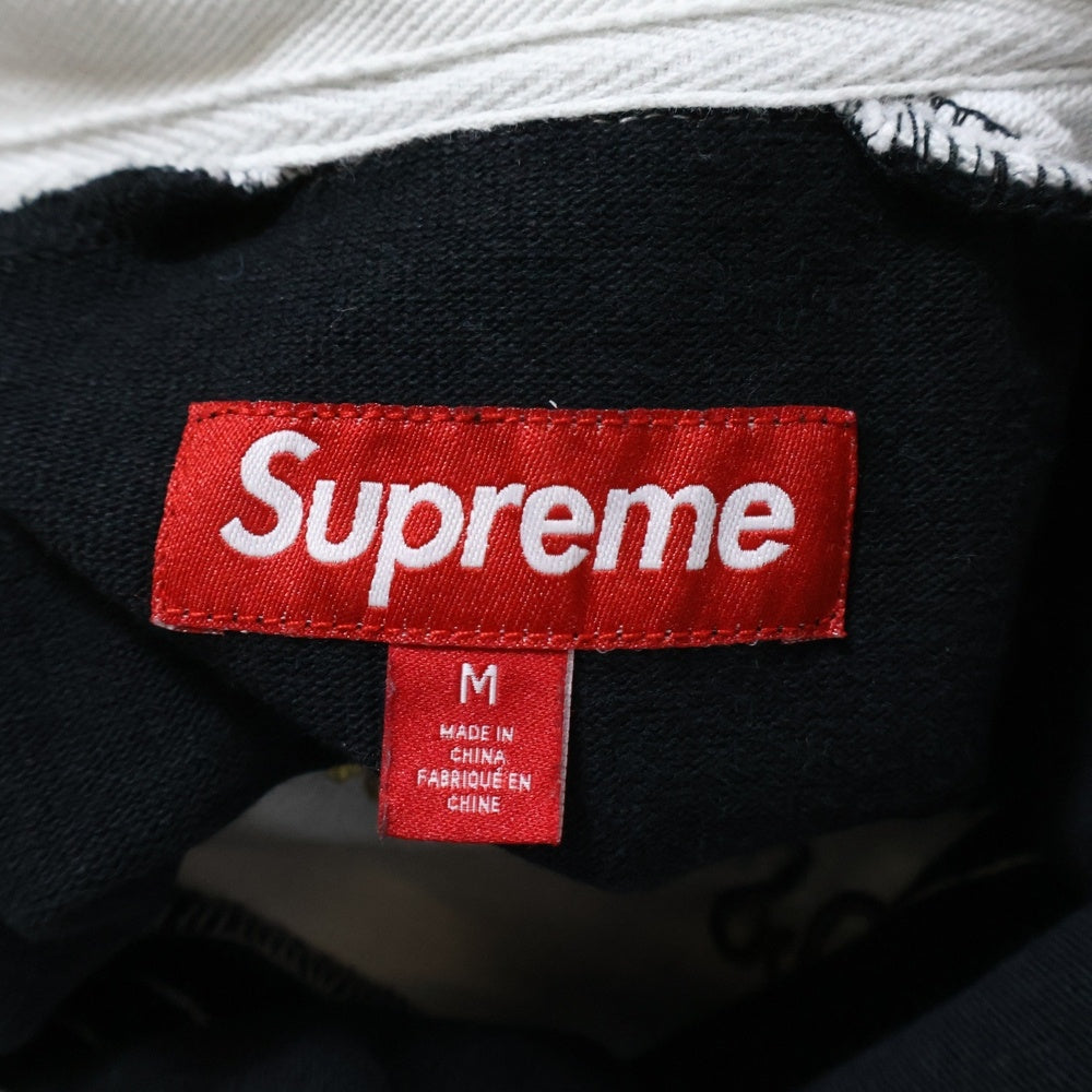 SUPREME(シュプリーム) 24AW Chest Stripe Rugby チェストストライプ ラグビースウェットシャツ ブラック/ホワイト
